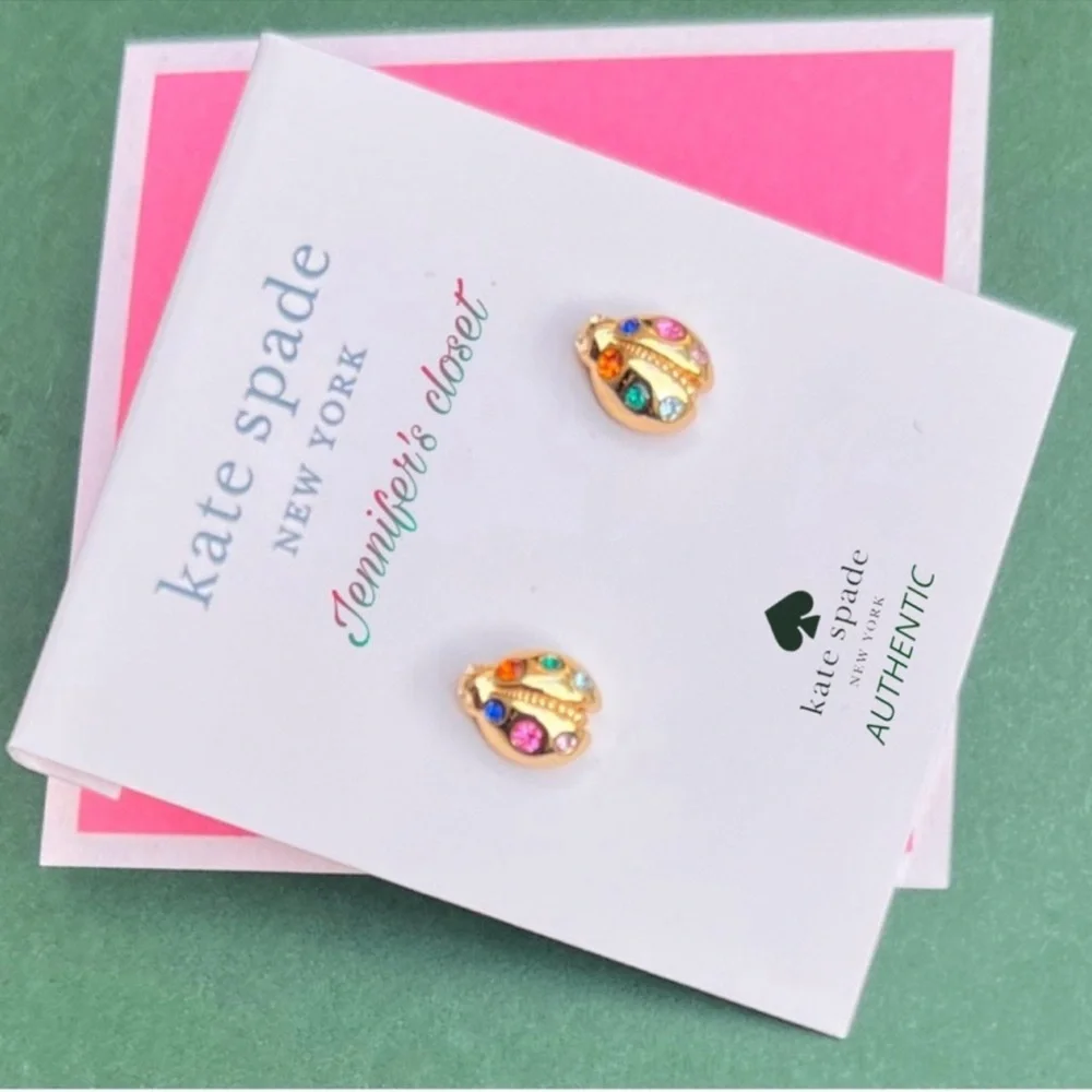 Kate Spade Earrings / Cz Gold-Tone Ladybug Stud Earrings NWT